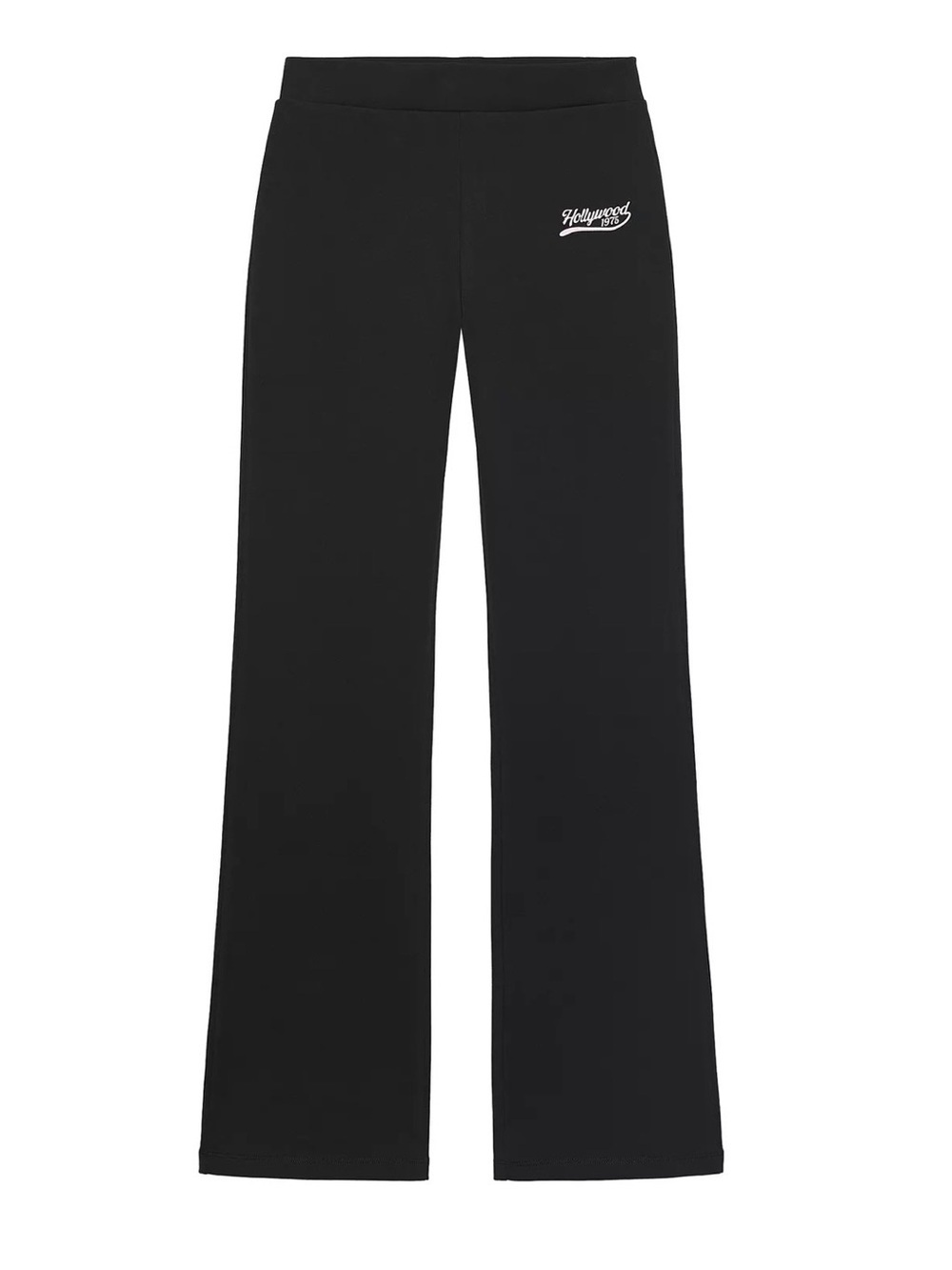 Zara Hollywood 1975 Black Flare Sweatpants Pink Logo Size Large